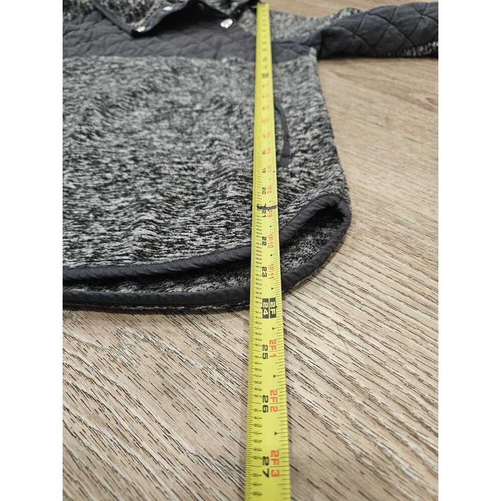 Abercrombie & Fitch Fleece Quilted Gray Pullover Jacket Coat Snap Mock Neck XS - Picture 5 of 6